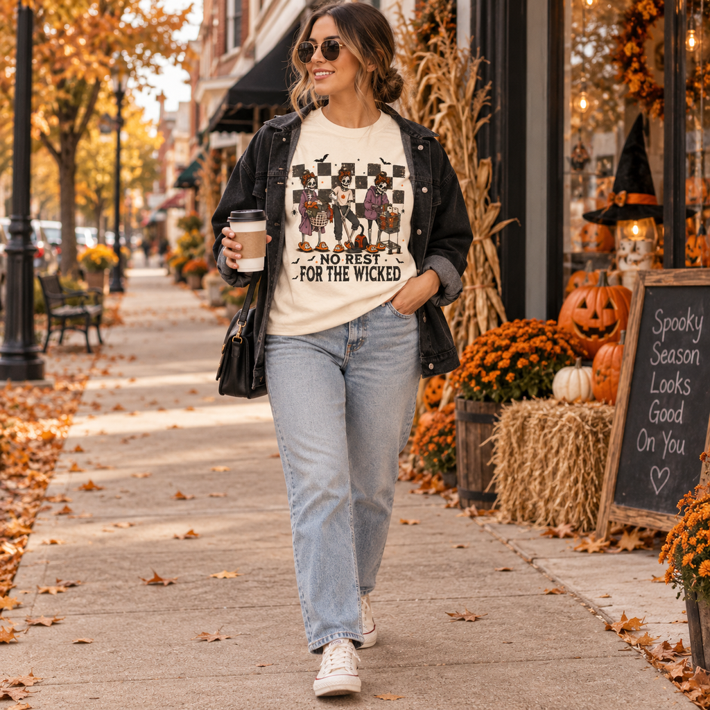 No Rest for the Wicked Skeleton Mom Graphic Tee