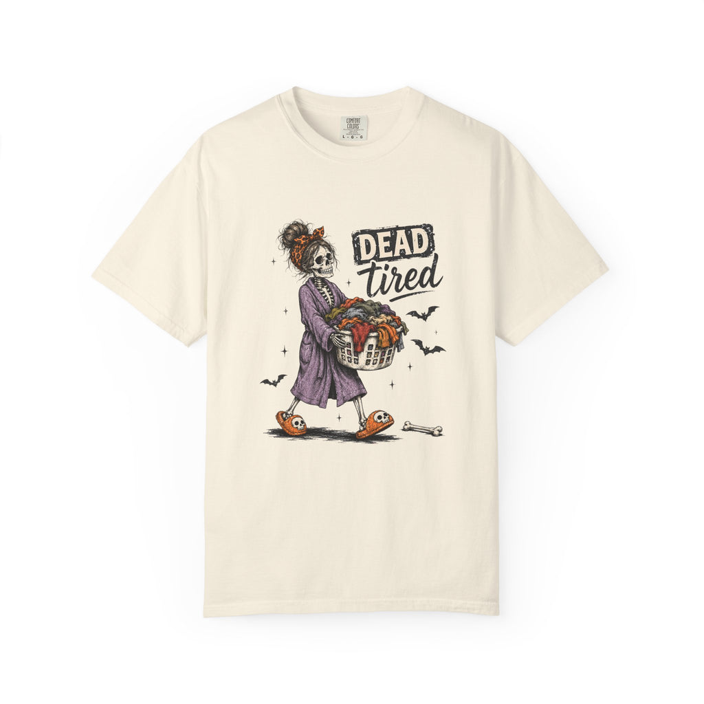 Dead Tired Skeleton Mom Halloween Graphic Tee
