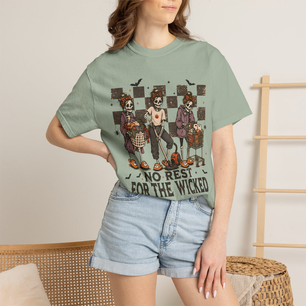 No Rest for the Wicked Skeleton Mom Graphic Tee