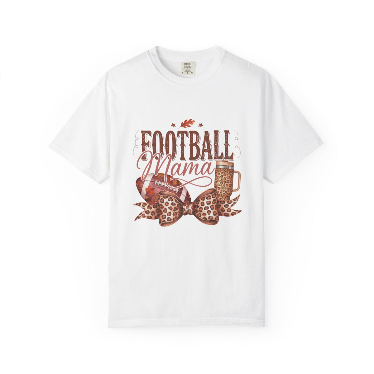 Football Mama Leopard Bow Game Day Graphic Tee
