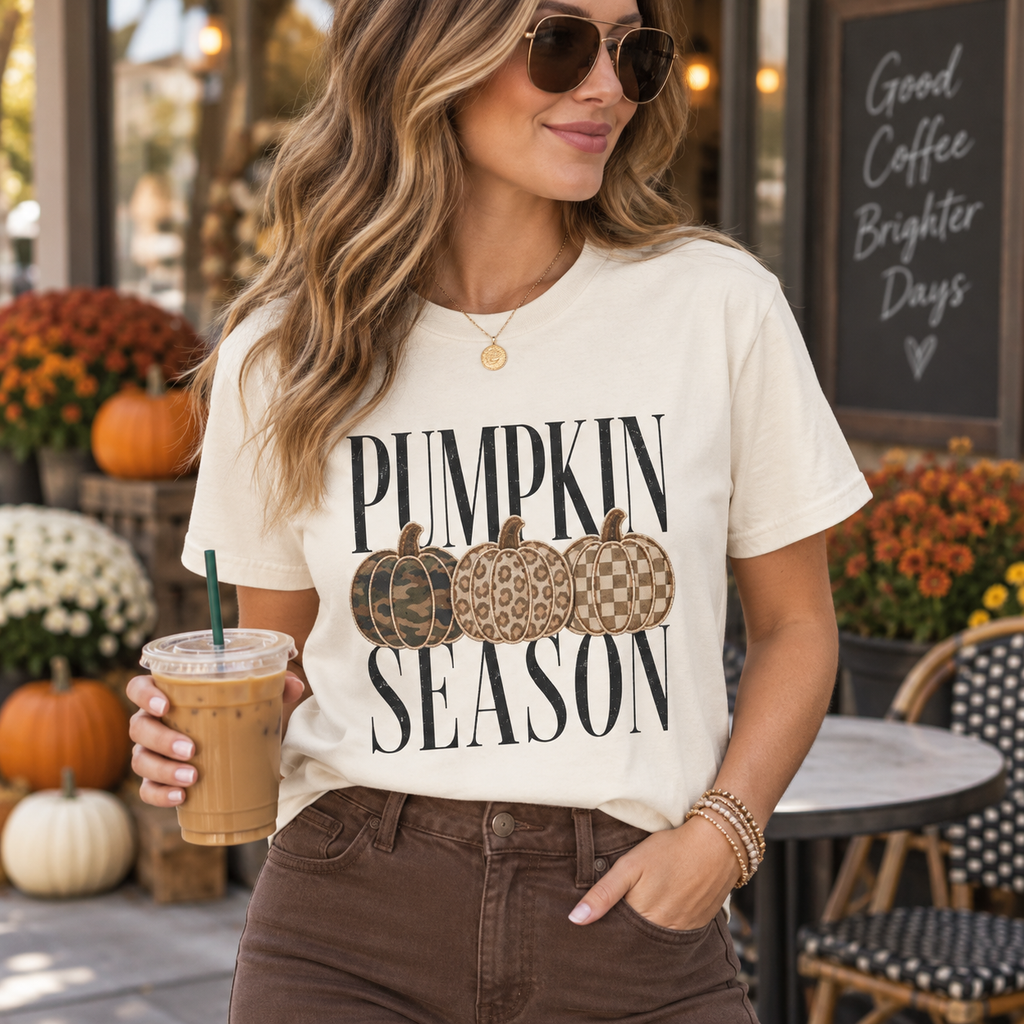 Pumpkin Season Camo & Leopard Graphic Tee