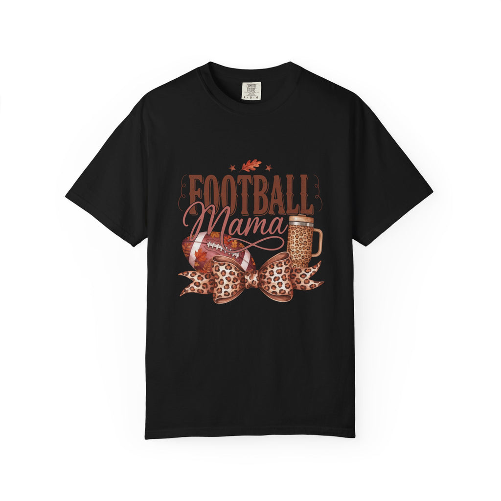 Football Mama Leopard Bow Game Day Graphic Tee