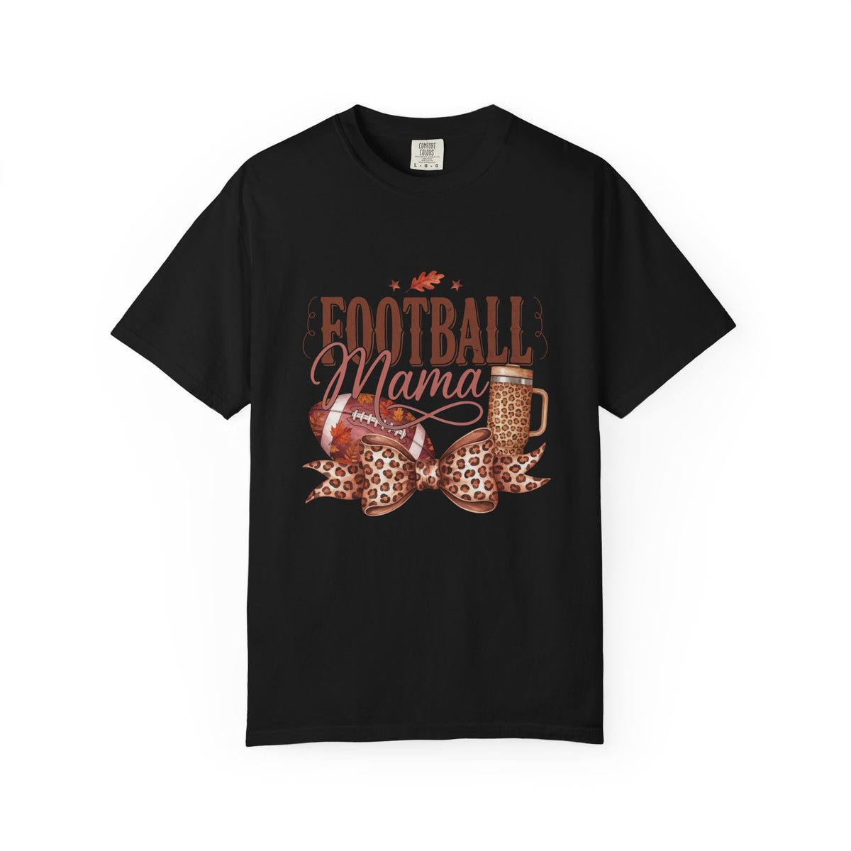 Football Mama Leopard Bow Game Day Graphic Tee