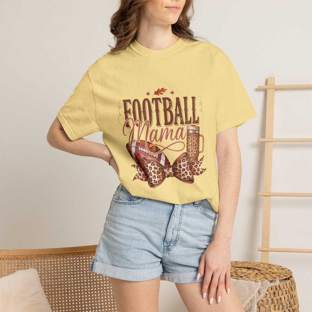 Football Mama Leopard Bow Game Day Graphic Tee