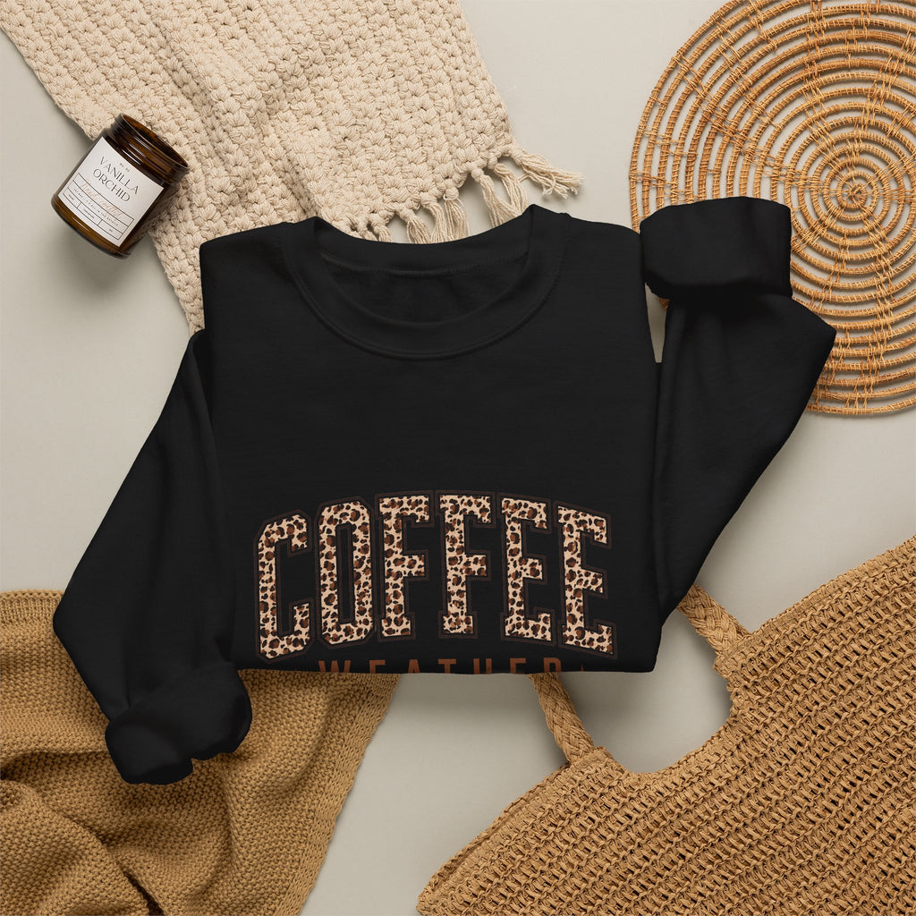 Coffee Weather Leopard Print Crewneck Sweatshirt