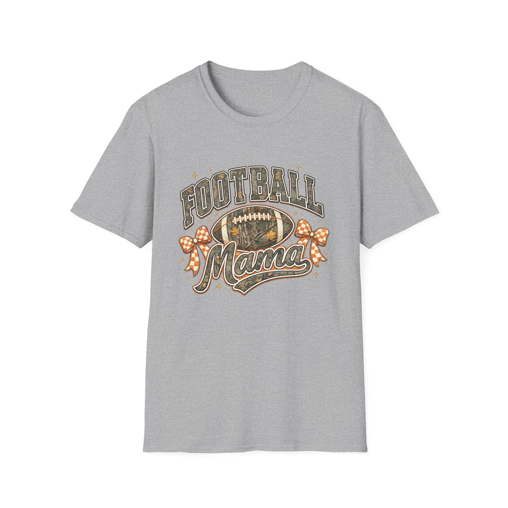 Football Mama Camo & Gingham Bow Graphic Tee