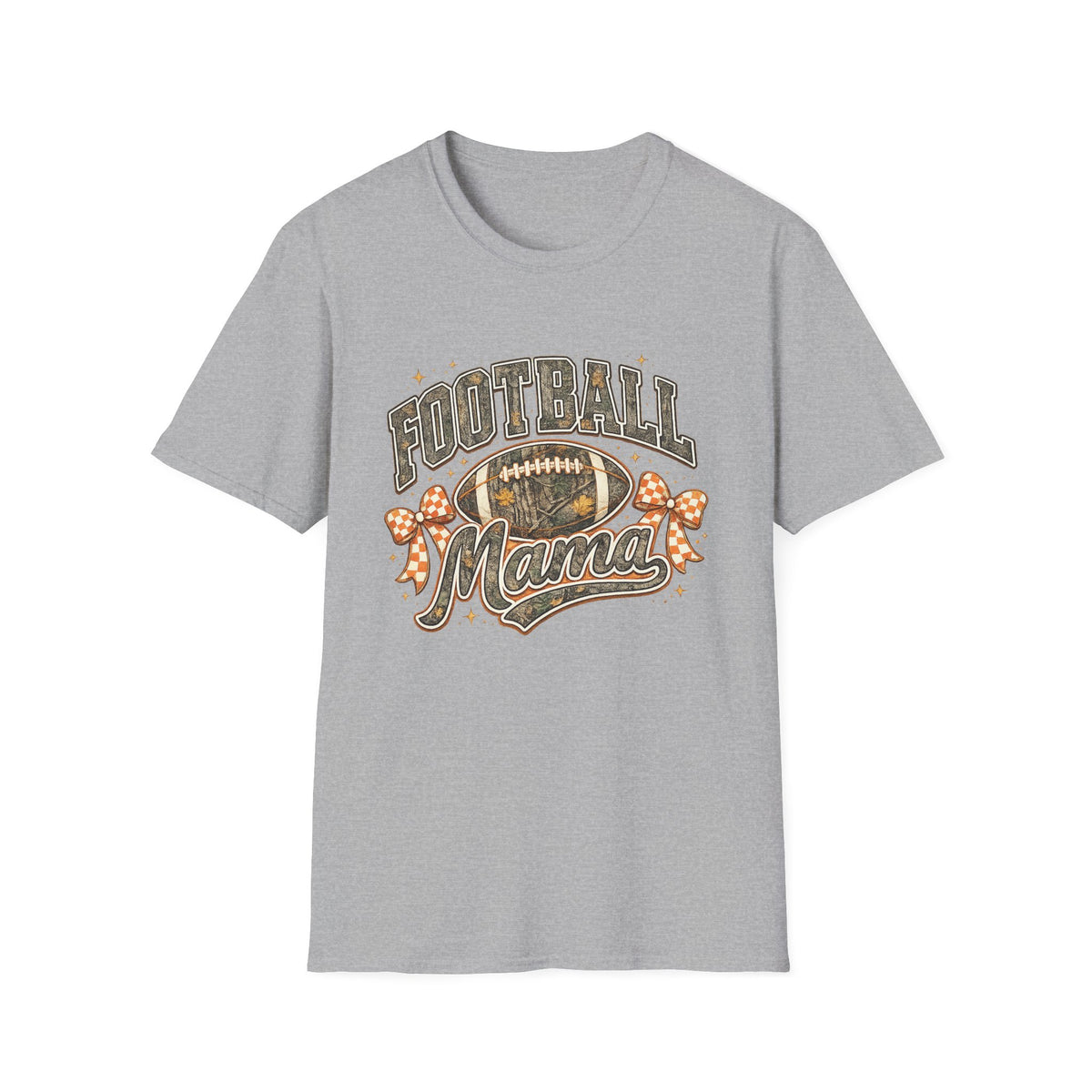 Football Mama Camo & Gingham Bow Graphic Tee