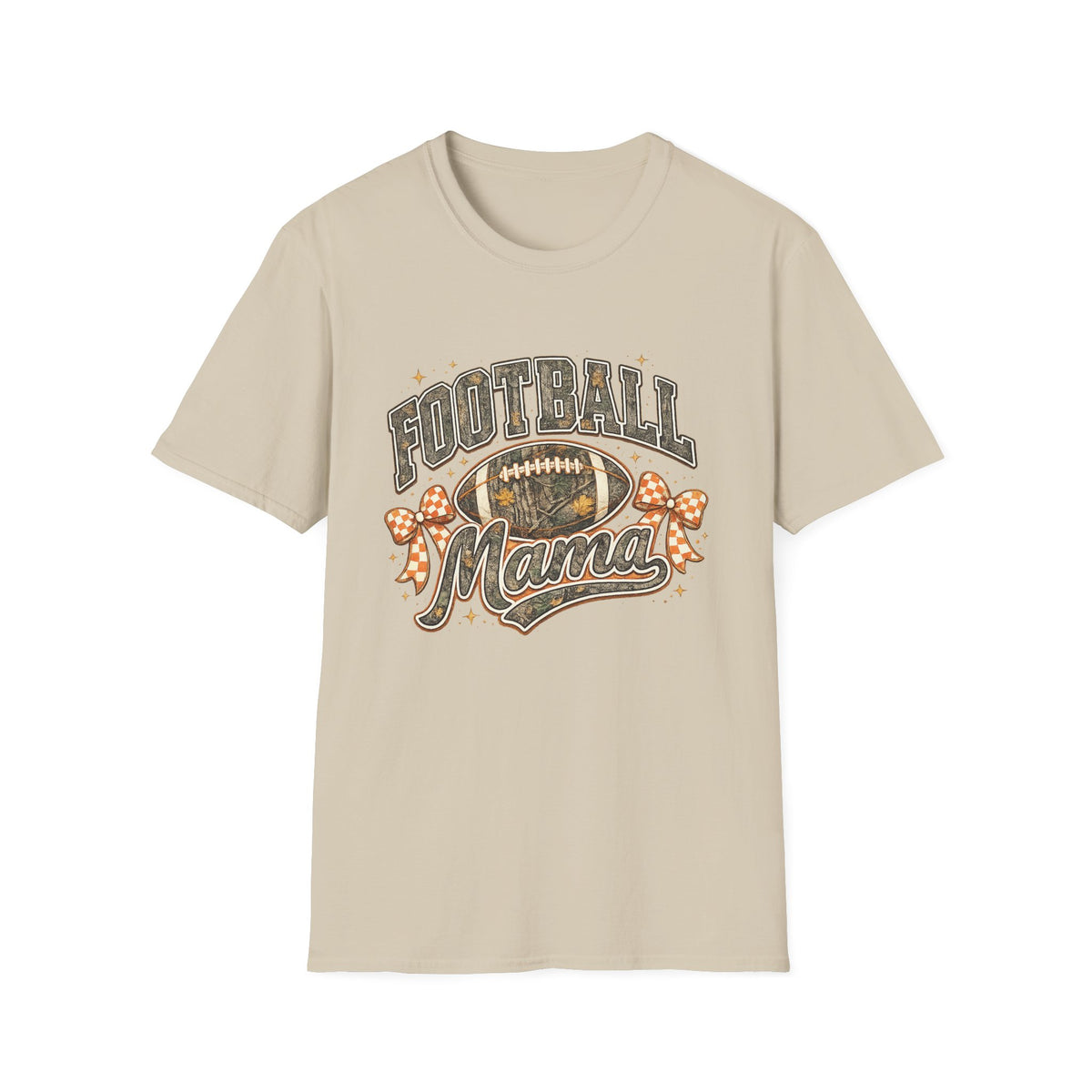 Football Mama Camo & Gingham Bow Graphic Tee