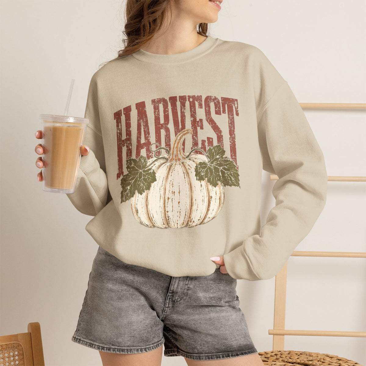 Vintage Harvest Pumpkin Crewneck Sweatshirt