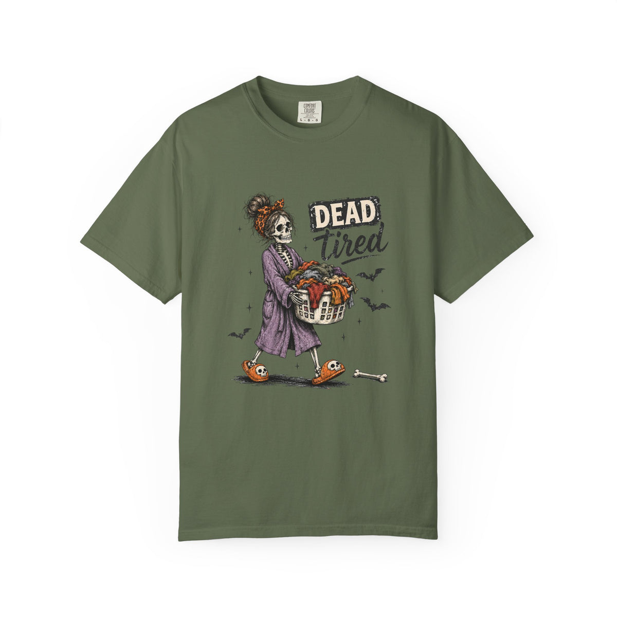Dead Tired Skeleton Mom Halloween Graphic Tee