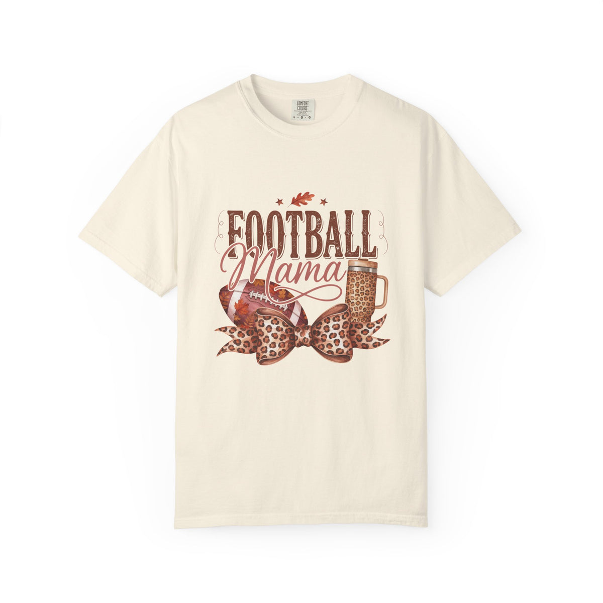 Football Mama Leopard Bow Game Day Graphic Tee