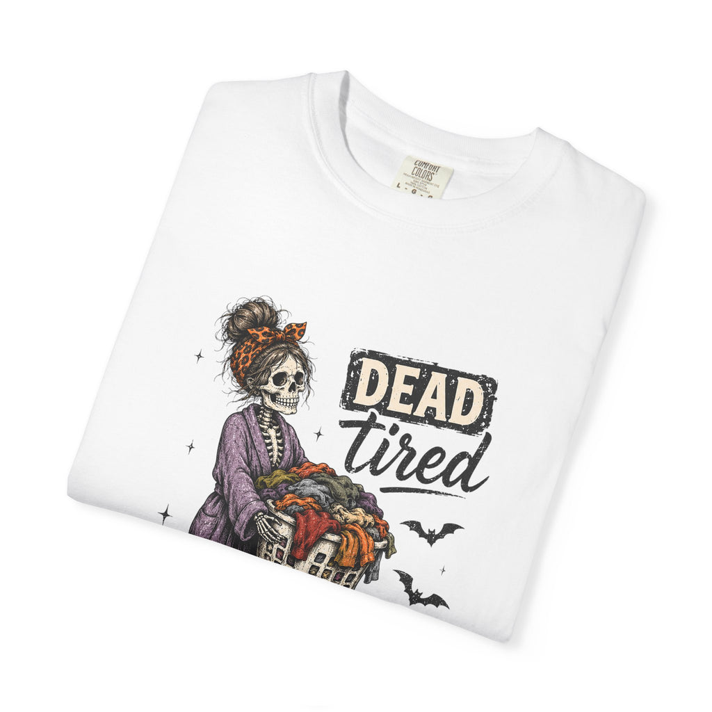 Dead Tired Skeleton Mom Halloween Graphic Tee