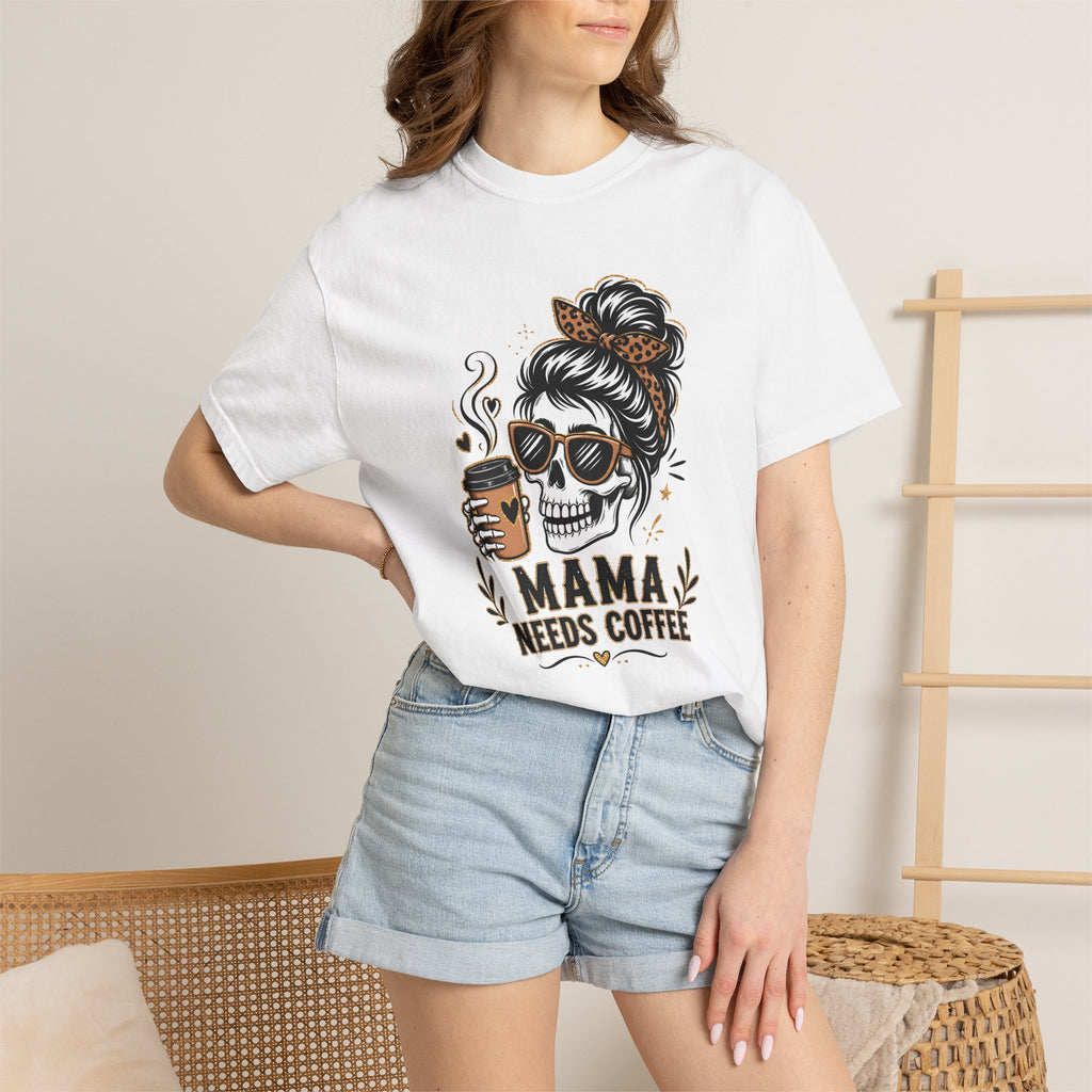 Mama Needs Coffee Skeleton Mom Graphic Tee