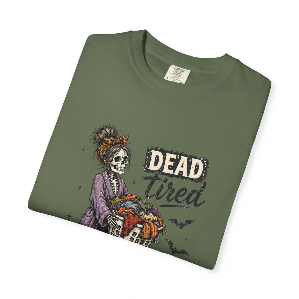 Dead Tired Skeleton Mom Halloween Graphic Tee