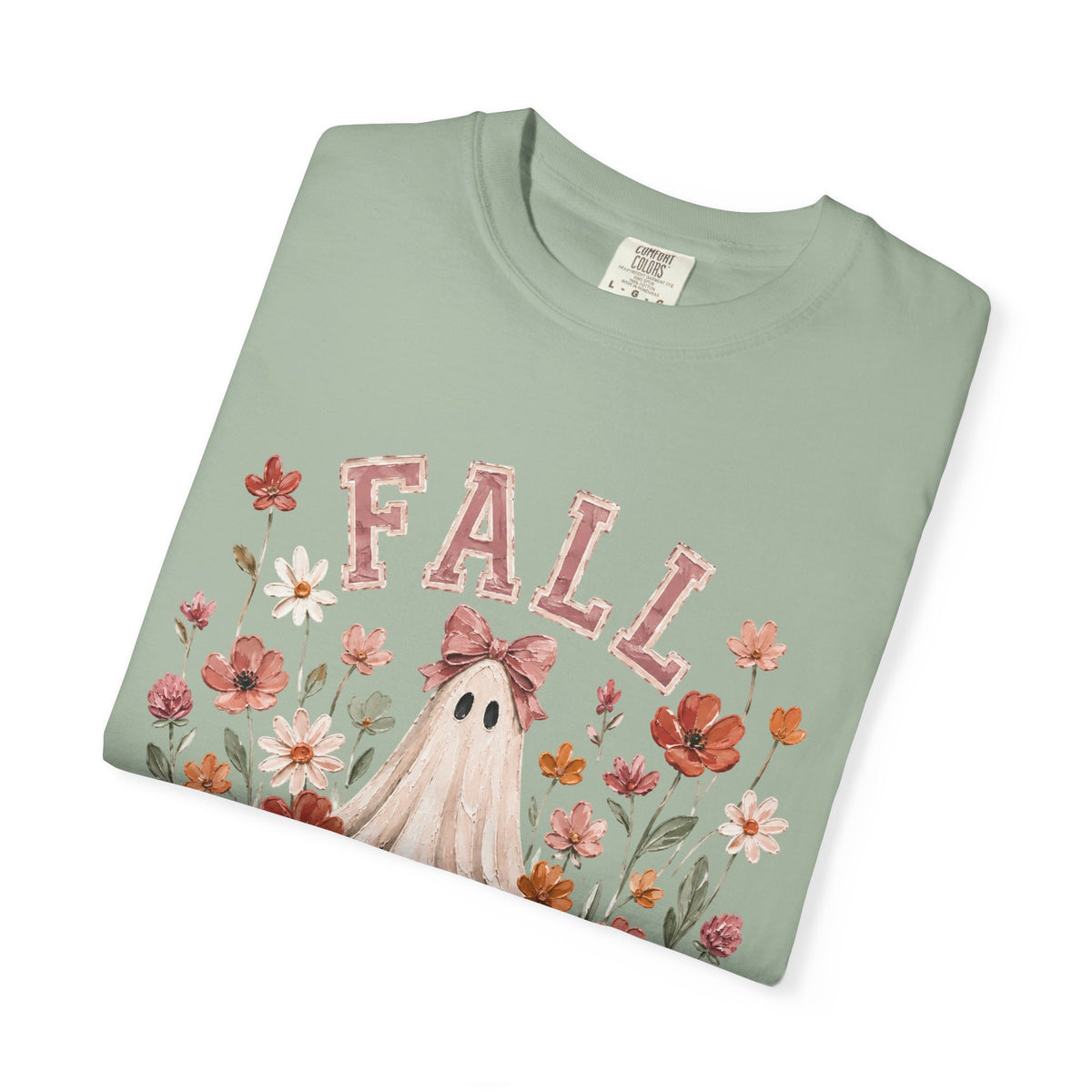 Fall Floral Ghost & Bow Graphic Tee