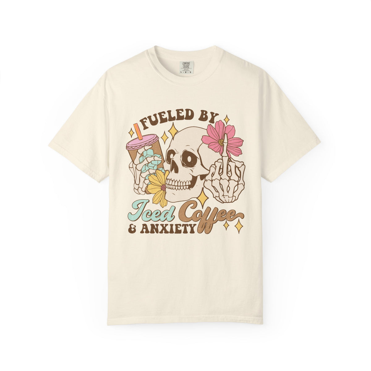 Fueled by Iced Coffee & Anxiety Skeleton Graphic Tee