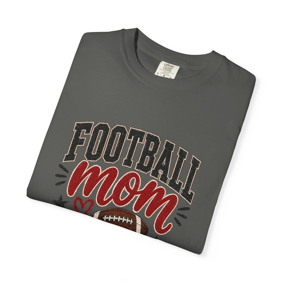 Football Mom Shirt | Game Day Graphic Tee | Cute Football Mama T-Shirt | Black, White, Pepper & Ivory