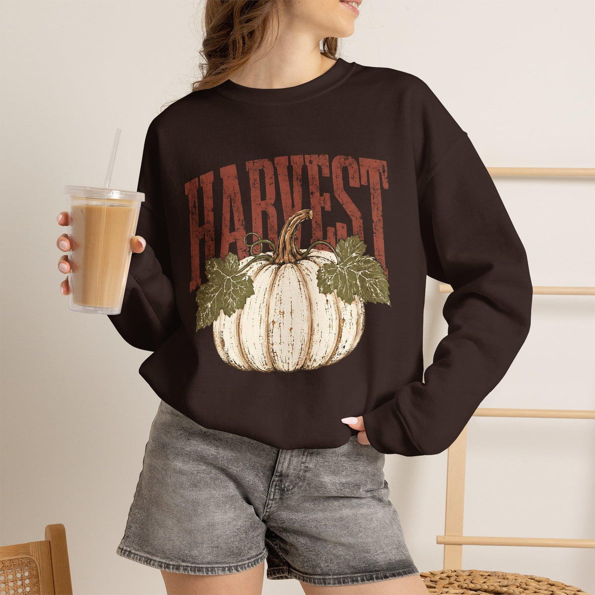 Vintage Harvest Pumpkin Crewneck Sweatshirt