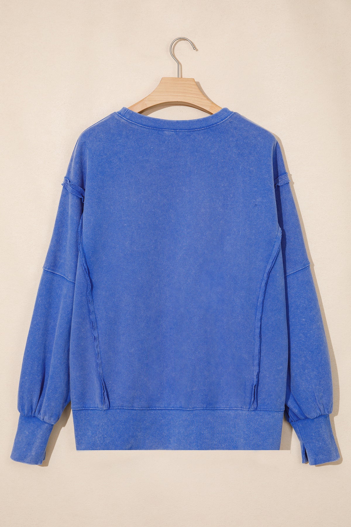 Sky Blue Mineral Wash Split Hem Loose Tunic Sweatshirt