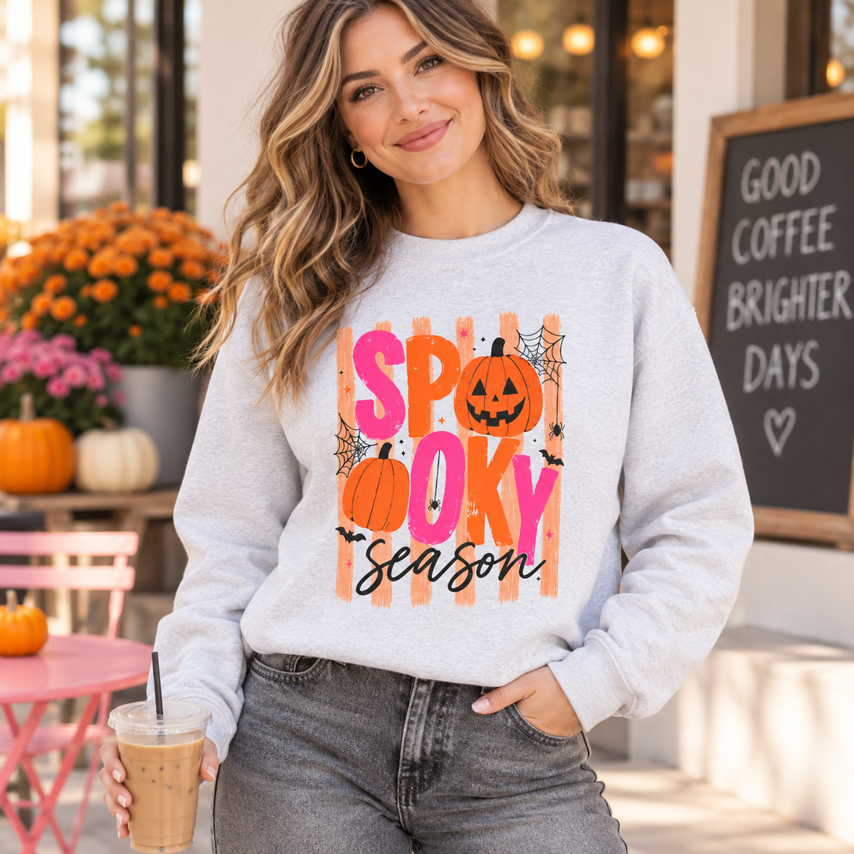 Spooky Season Retro Pumpkin Graphic Sweatshirt