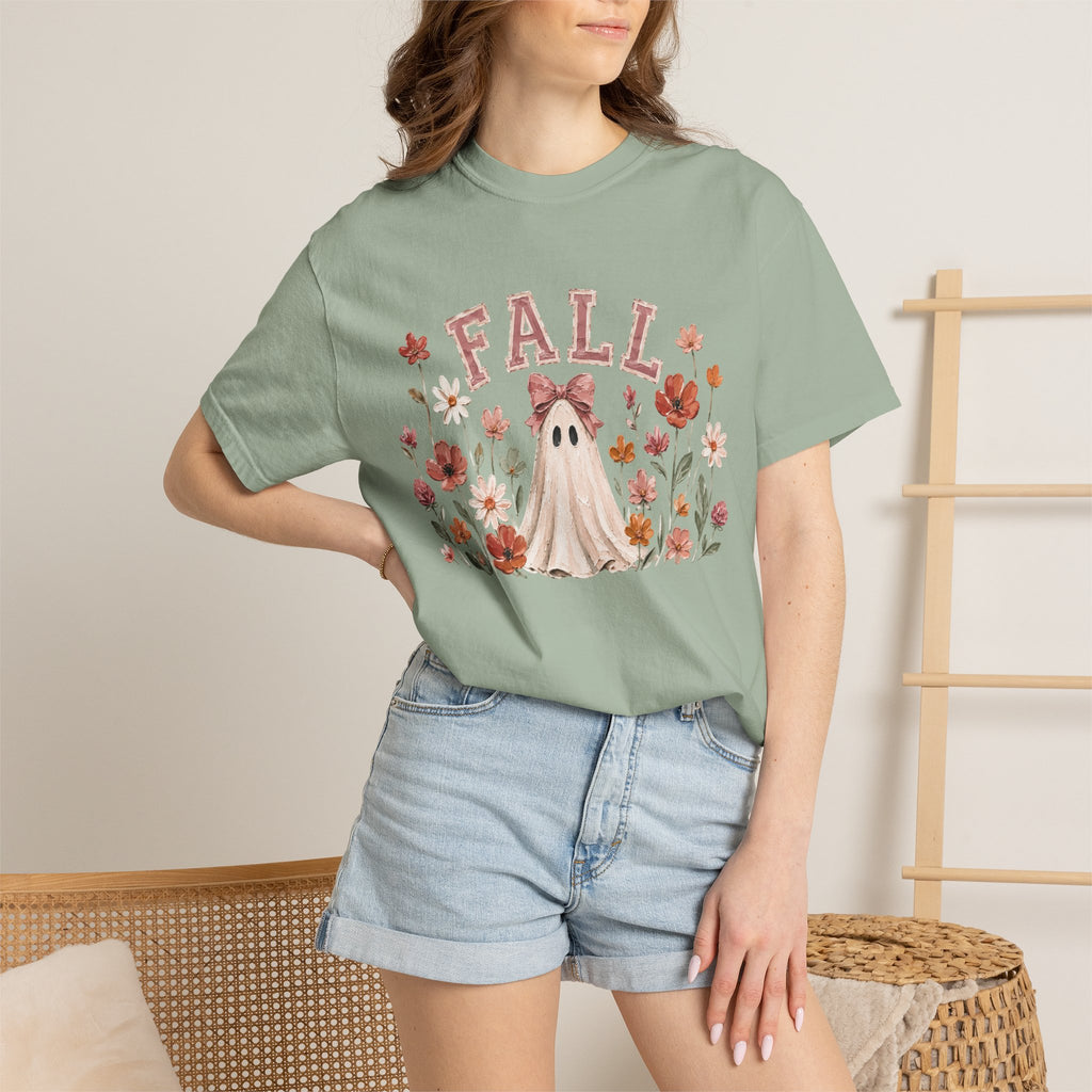 Fall Floral Ghost & Bow Graphic Tee