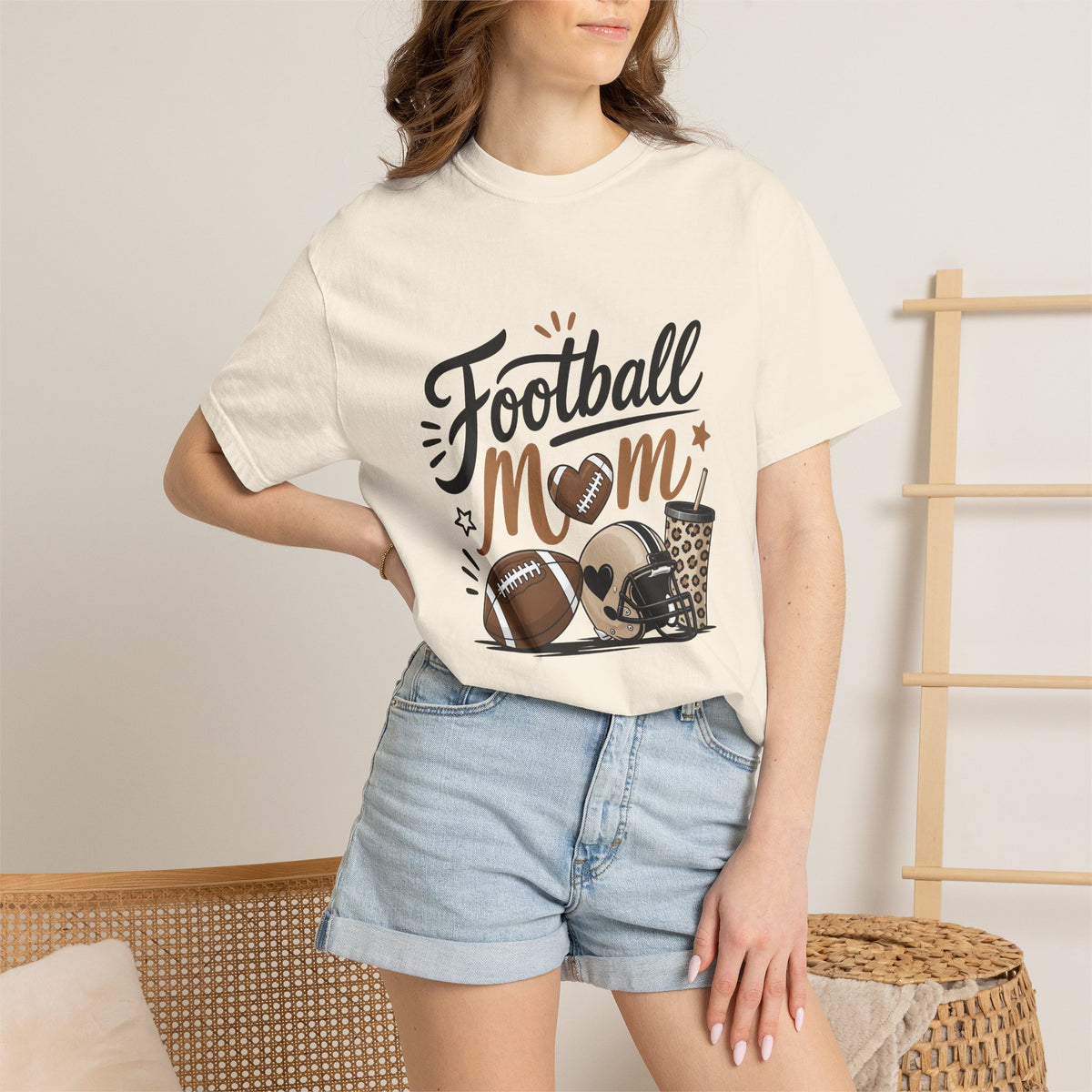 Football Mom Leopard Game Day Graphic Tee
