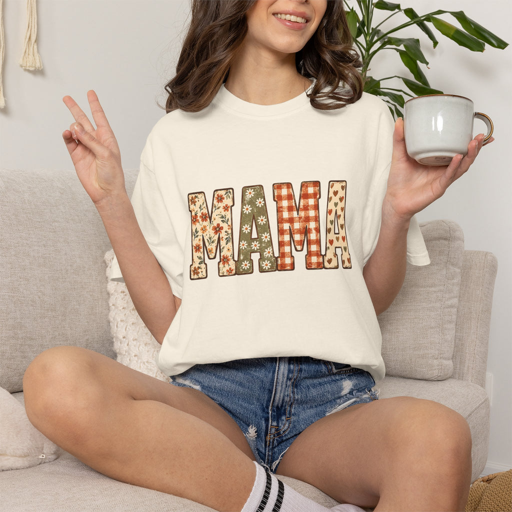 MAMA Patchwork Graphic Tee – Mocha Brown