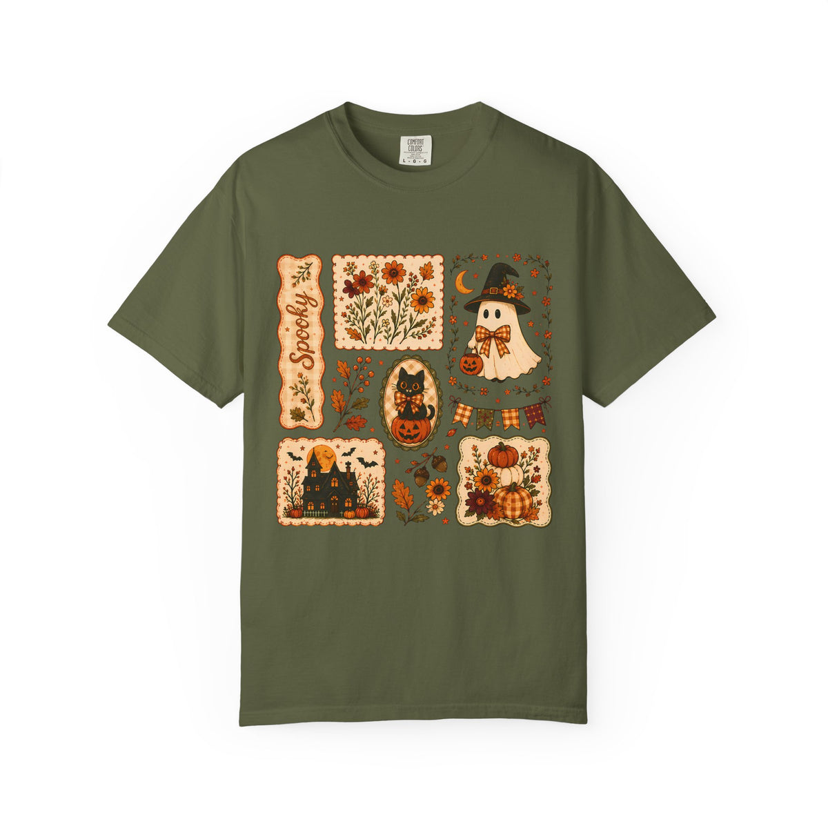 Vintage Spooky Season Patchwork Graphic Tee