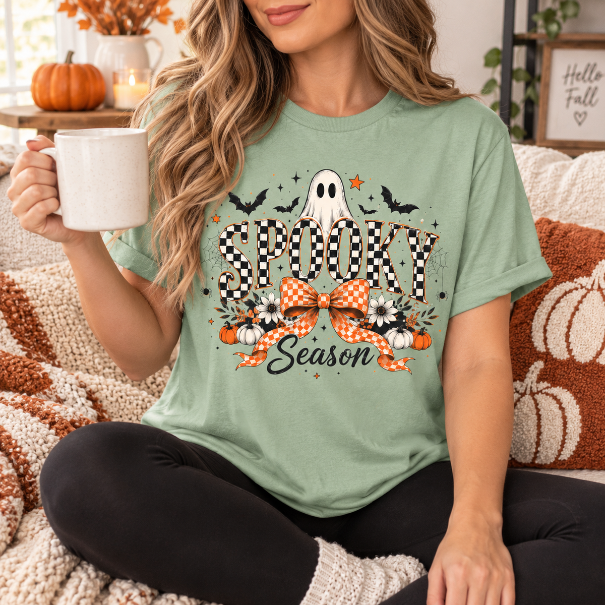 Spooky Season Ghost & Bow Graphic Tee