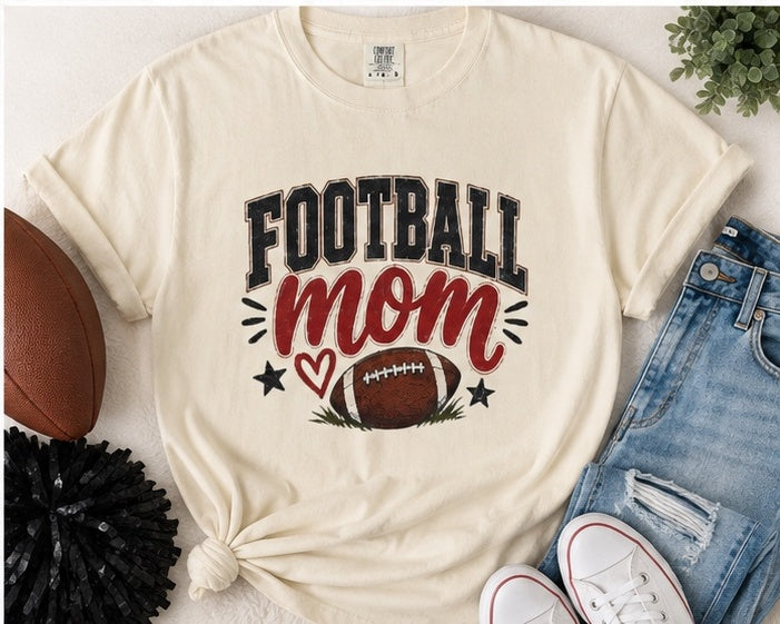 Football Mom Shirt | Game Day Graphic Tee | Cute Football Mama T-Shirt | Black, White, Pepper & Ivory
