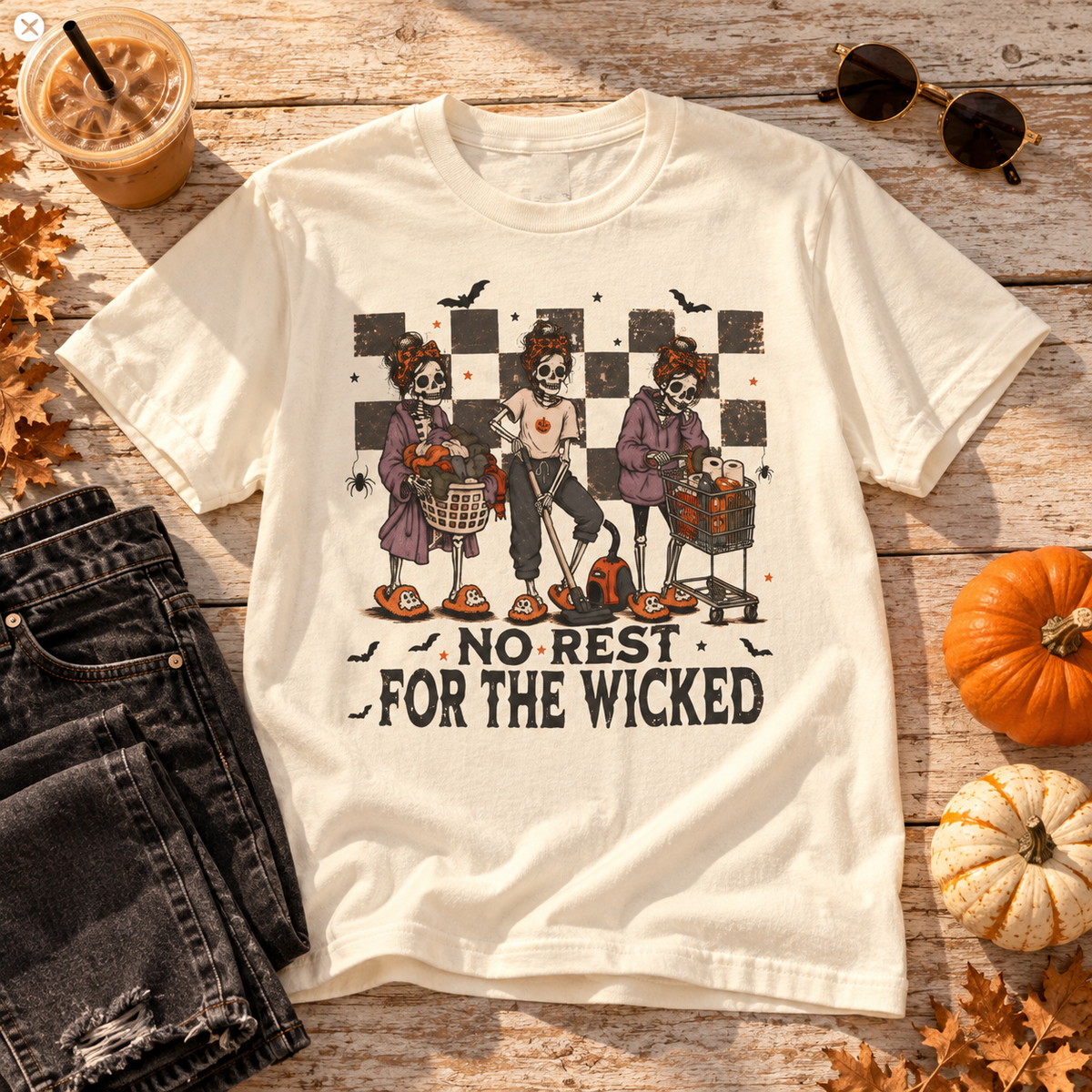 No Rest for the Wicked Skeleton Mom Graphic Tee