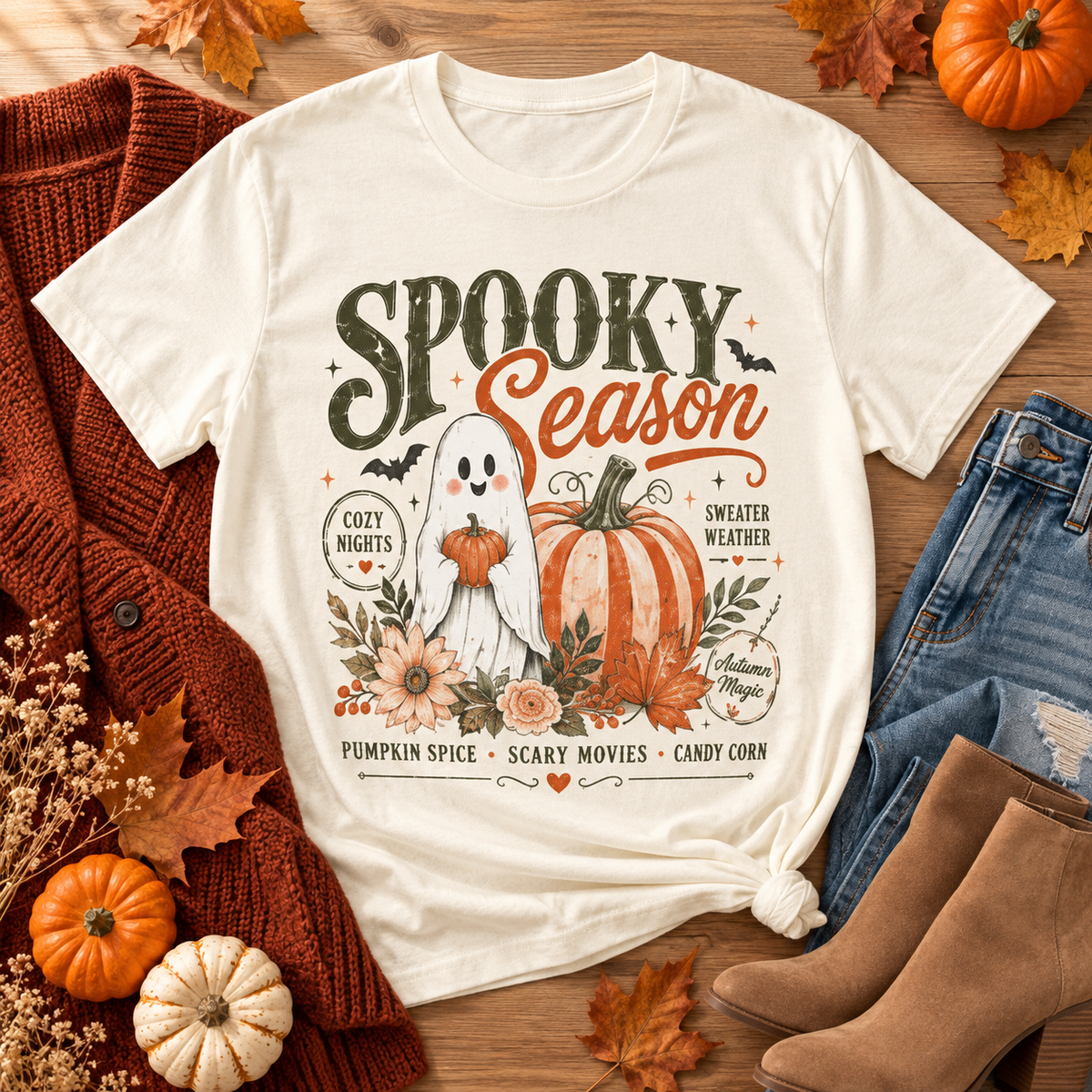 Spooky Season Essentials Vintage Halloween Graphic Tee