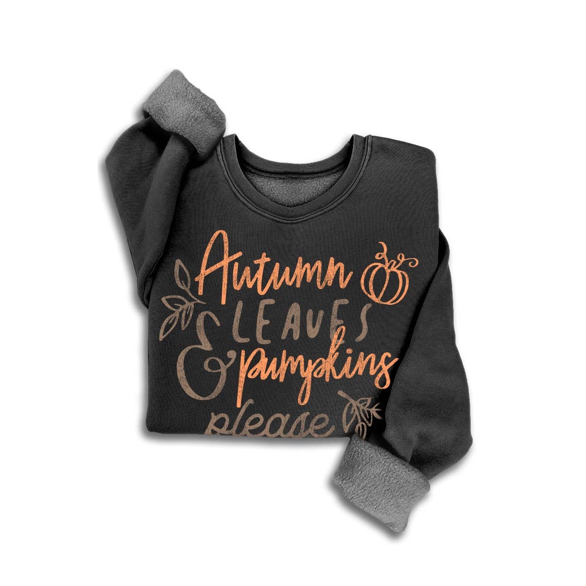 Autumn Leaves & Pumpkins Please Graphic Sweatshirt