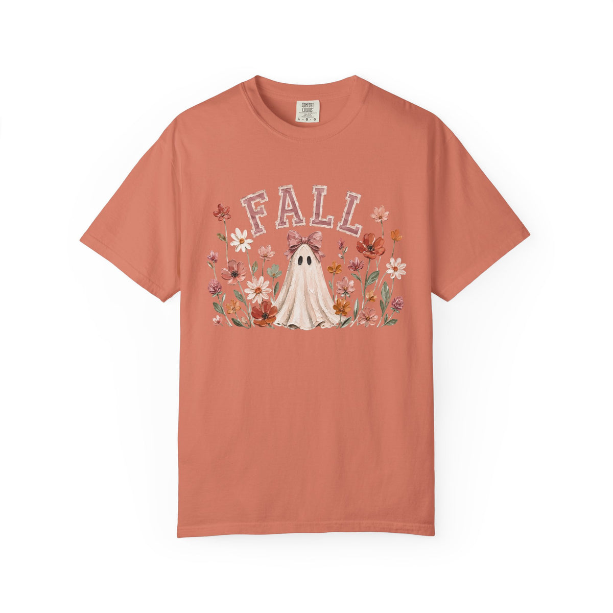 Fall Floral Ghost & Bow Graphic Tee