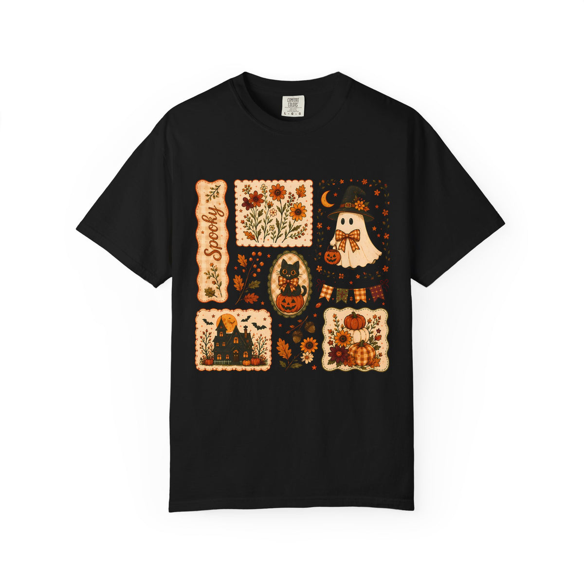 Vintage Spooky Season Patchwork Graphic Tee