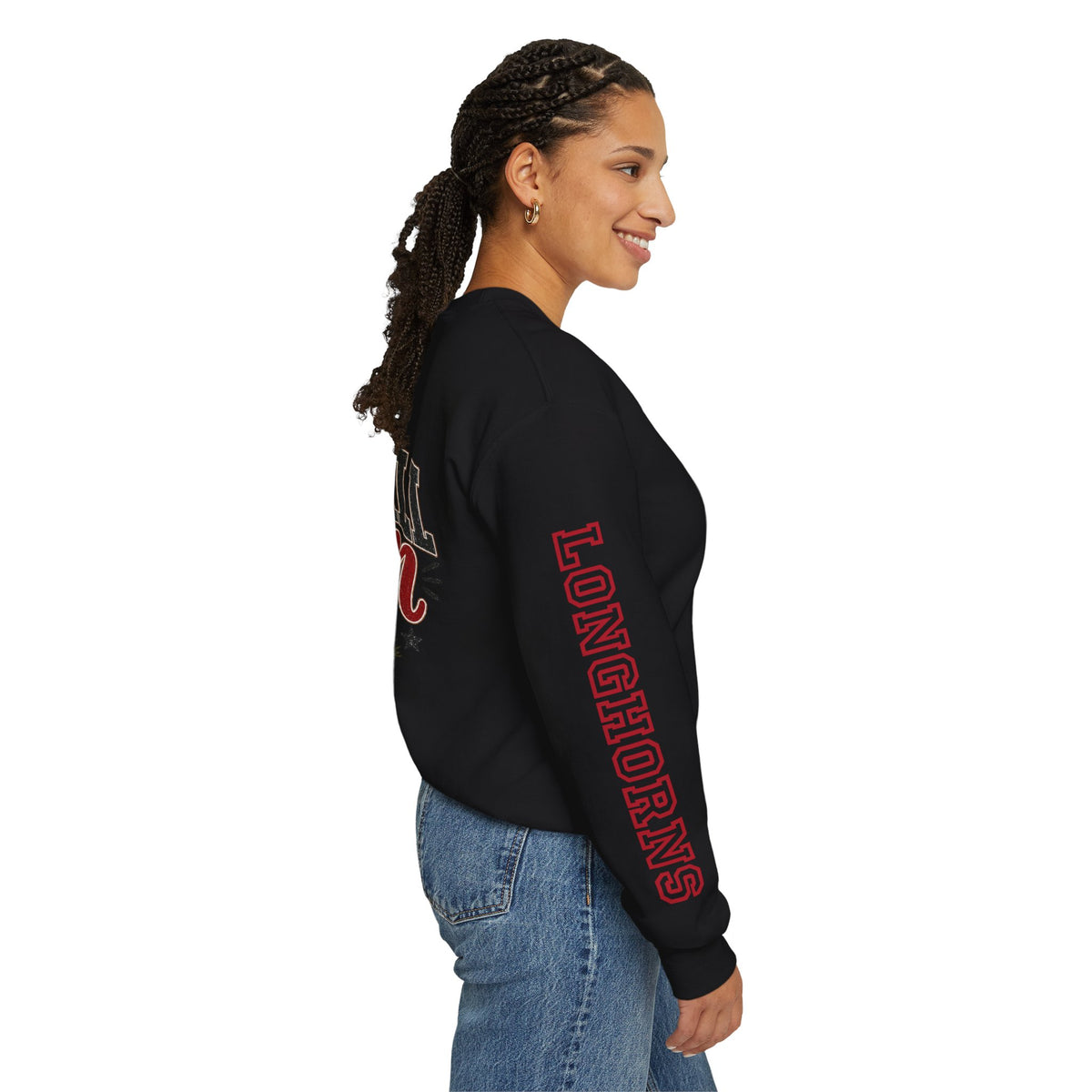 Copy of Volleyball Mom Crewneck Sweatshirt – 'Kimball Longhorns' Sleeve Design
