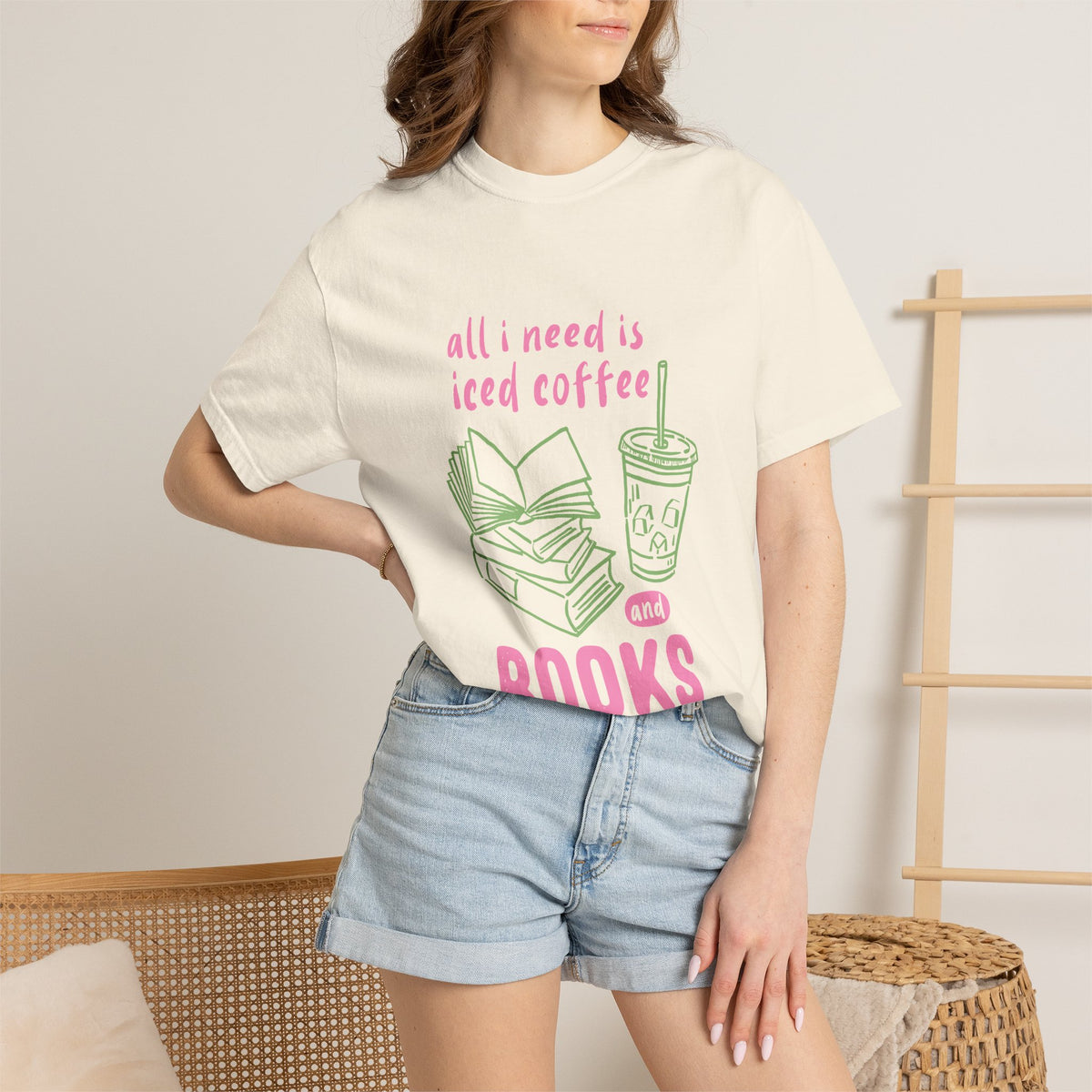 All I Need Is Iced Coffee and Books Graphic Tee