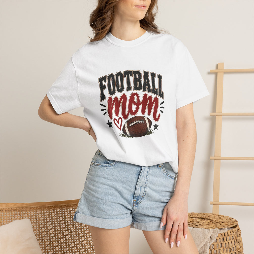 Football Mom Shirt | Game Day Graphic Tee | Cute Football Mama T-Shirt | Black, White, Pepper & Ivory