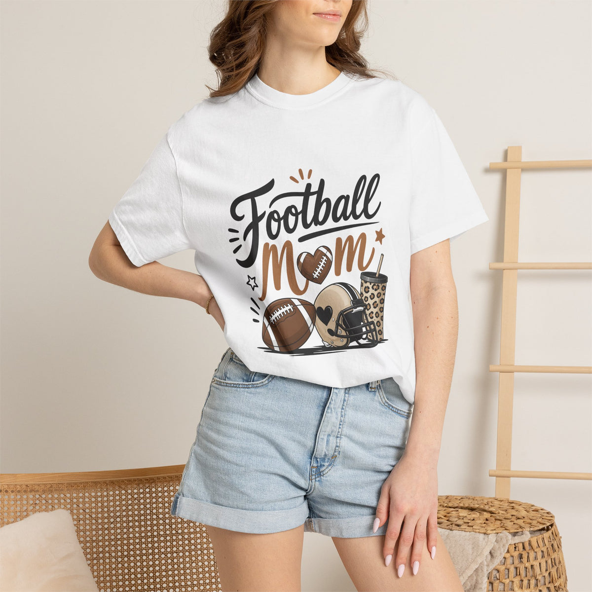 Football Mom Leopard Game Day Graphic Tee
