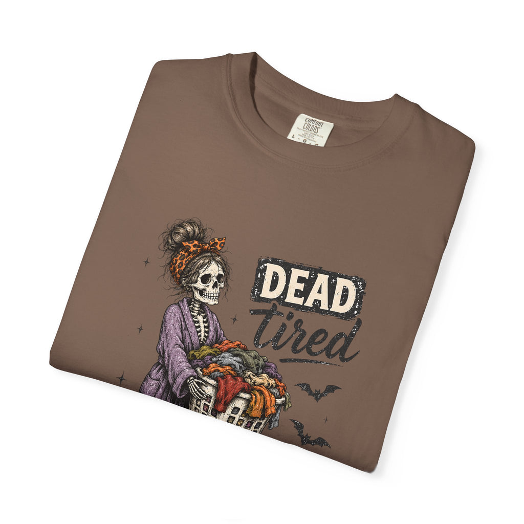 Dead Tired Skeleton Mom Halloween Graphic Tee