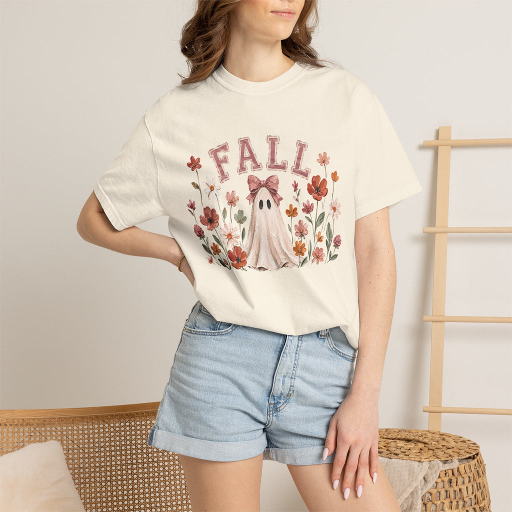 Fall Floral Ghost & Bow Graphic Tee