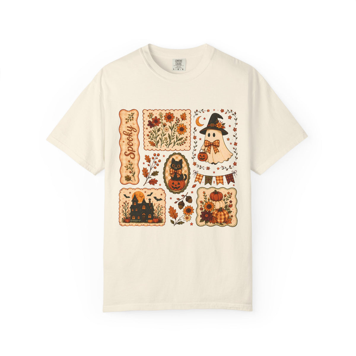 Vintage Spooky Season Patchwork Graphic Tee