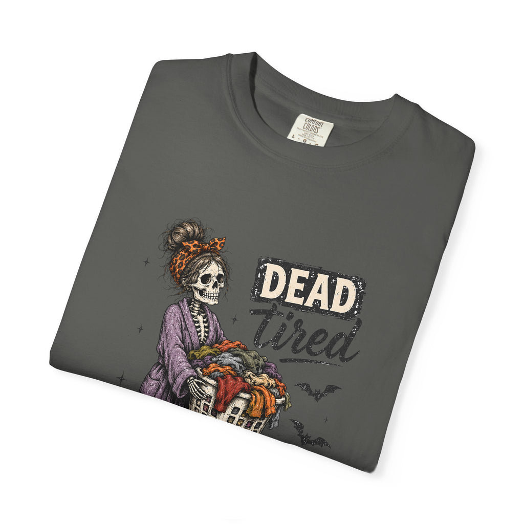 Dead Tired Skeleton Mom Halloween Graphic Tee