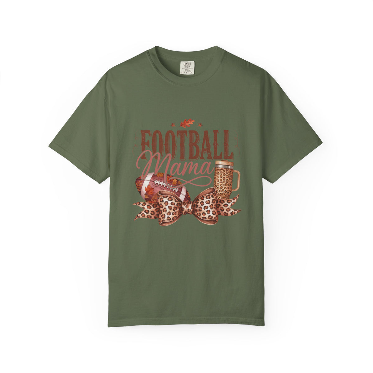 Football Mama Leopard Bow Game Day Graphic Tee