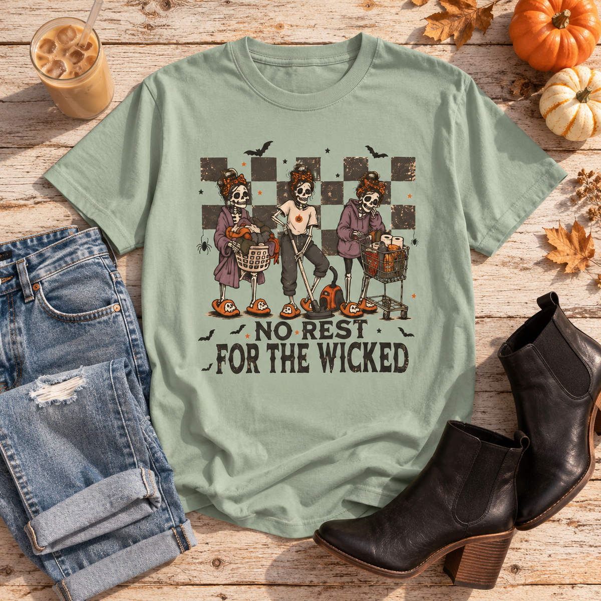 No Rest for the Wicked Skeleton Mom Graphic Tee