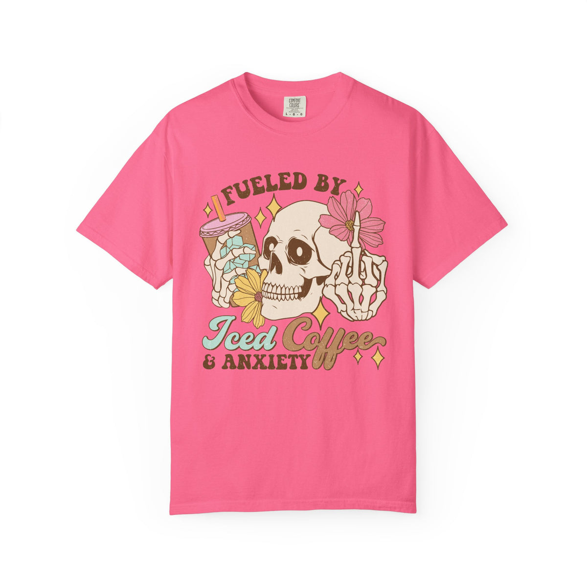 Fueled by Iced Coffee & Anxiety Skeleton Graphic Tee