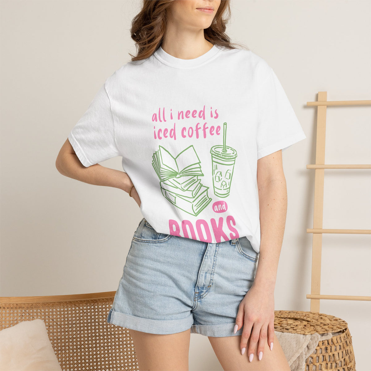 All I Need Is Iced Coffee and Books Graphic Tee