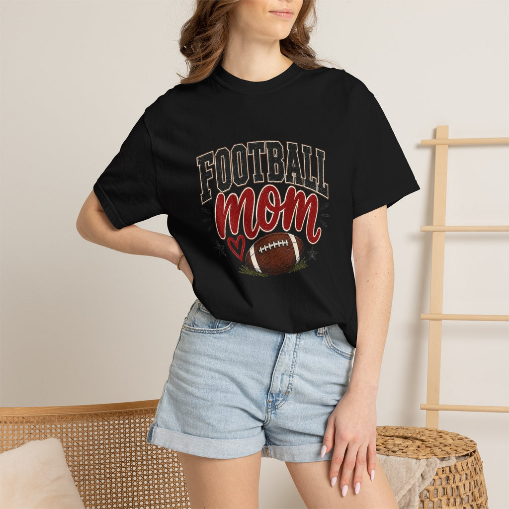 Football Mom Shirt | Game Day Graphic Tee | Cute Football Mama T-Shirt | Black, White, Pepper & Ivory