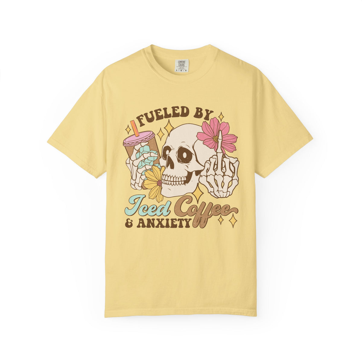Fueled by Iced Coffee & Anxiety Skeleton Graphic Tee