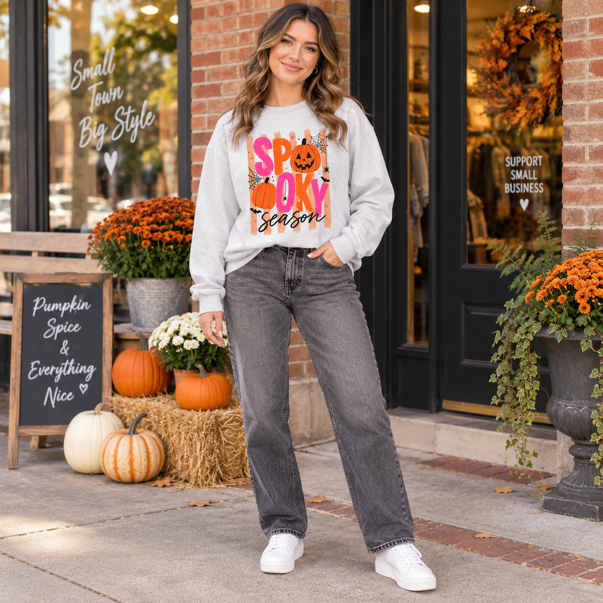 Spooky Season Retro Pumpkin Graphic Sweatshirt